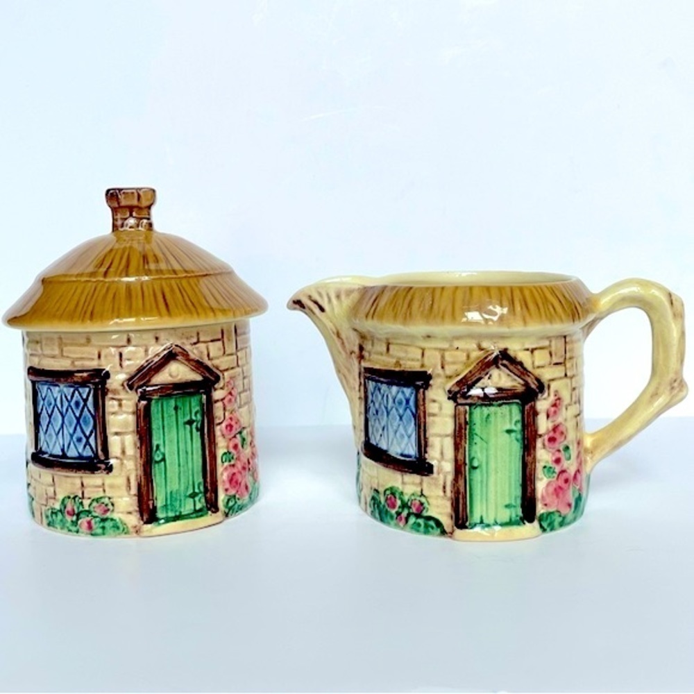 Sylva Ceramics Cottage Ware Ceramic Creamer Sugar Set Staffordshire Engl…